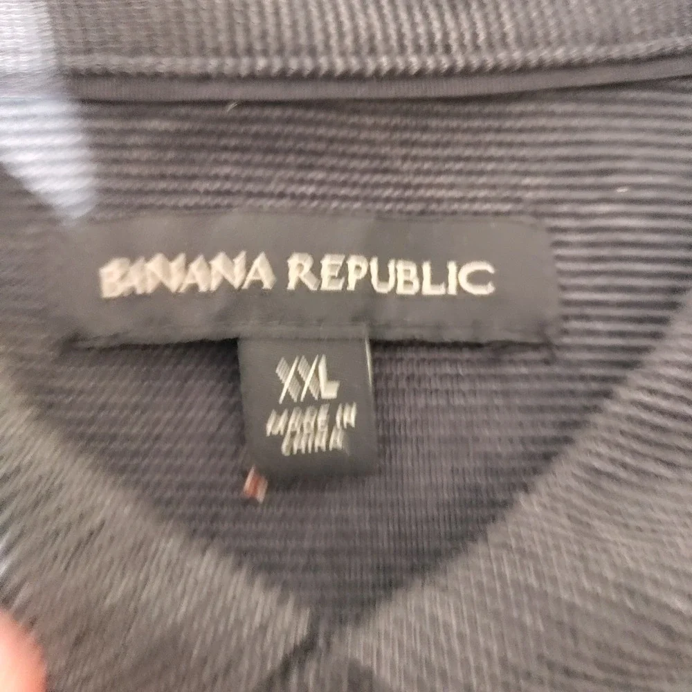 Banana Republic Mens Luxe Touch Performance Polo XXL Black Grey Striped